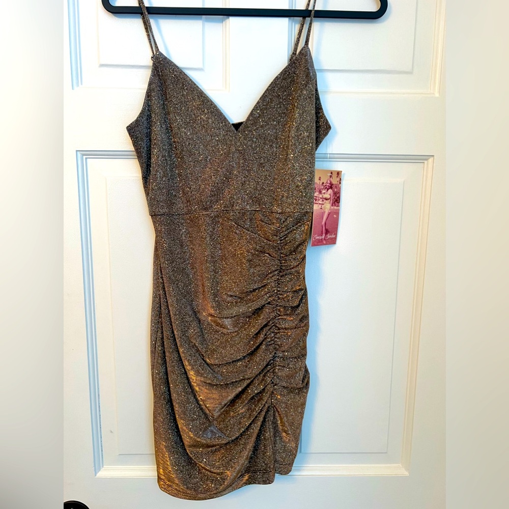 Emerald Sundae gold formal mini dress